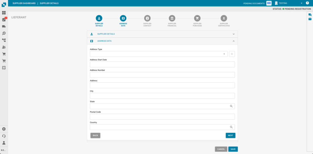 DocBits Lieferantenportal – Übersicht der Benutzeroberfläche für Dokumentenupload und Statusverfolgung