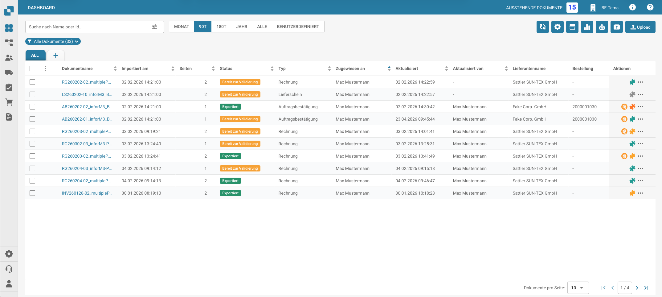 DocBits Supplier Portal dashboard – suppliers get direct visibility into purchase orders, invoices, and document status without back-and-forth communication